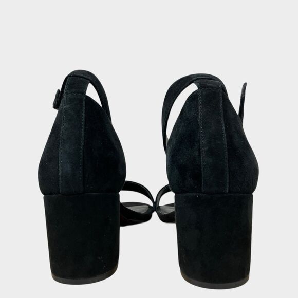 Nine West Open Toe Pumps 11M Black Suede Heels Ankle Strap Frostbite - Picture 9 of 13